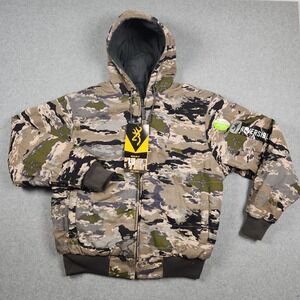 Browning Jacket Small Ovix Camo Reversible Utility Hunting Hooded Silvadur‎